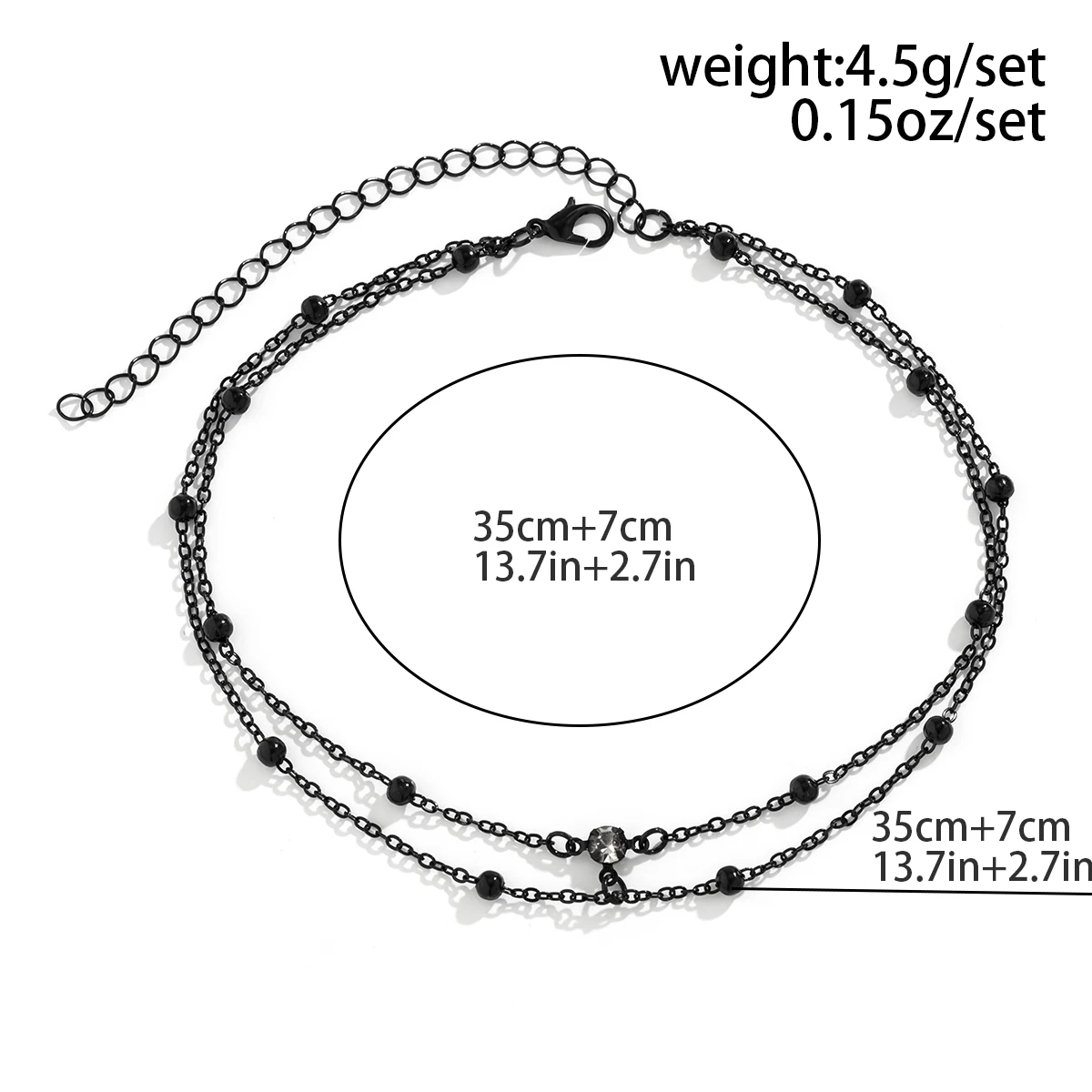 Multilayer Gothic Black Thin Chain Zircon Choker Necklace for Women Vintage Simple Clavicle Link Halloween Jewelry Accessories