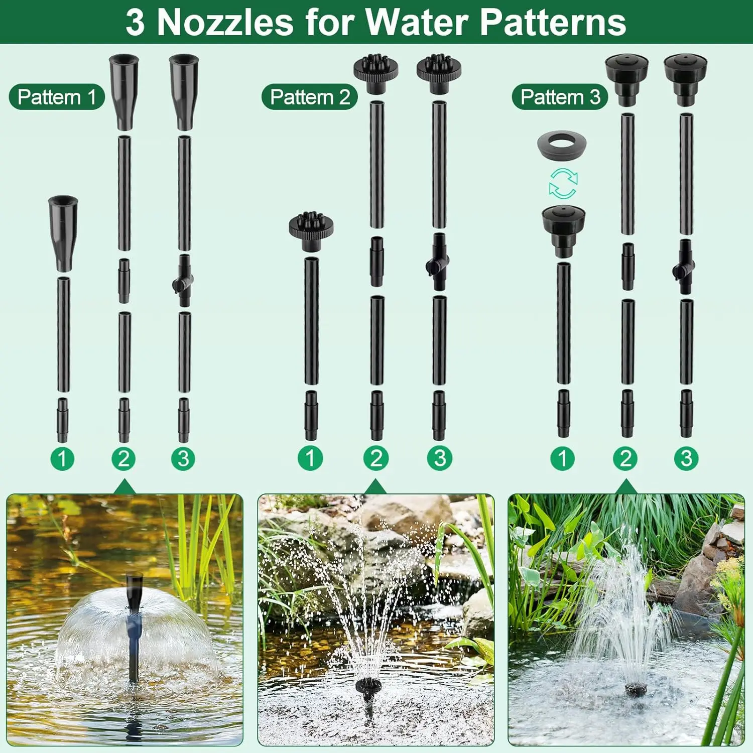 مضخة مياه غاطسة مع 3 أضواء LED ملونة 800L/H مضخة بركة صغيرة لميزة المياه خزان حوض أسماك نافورة خارجية #5