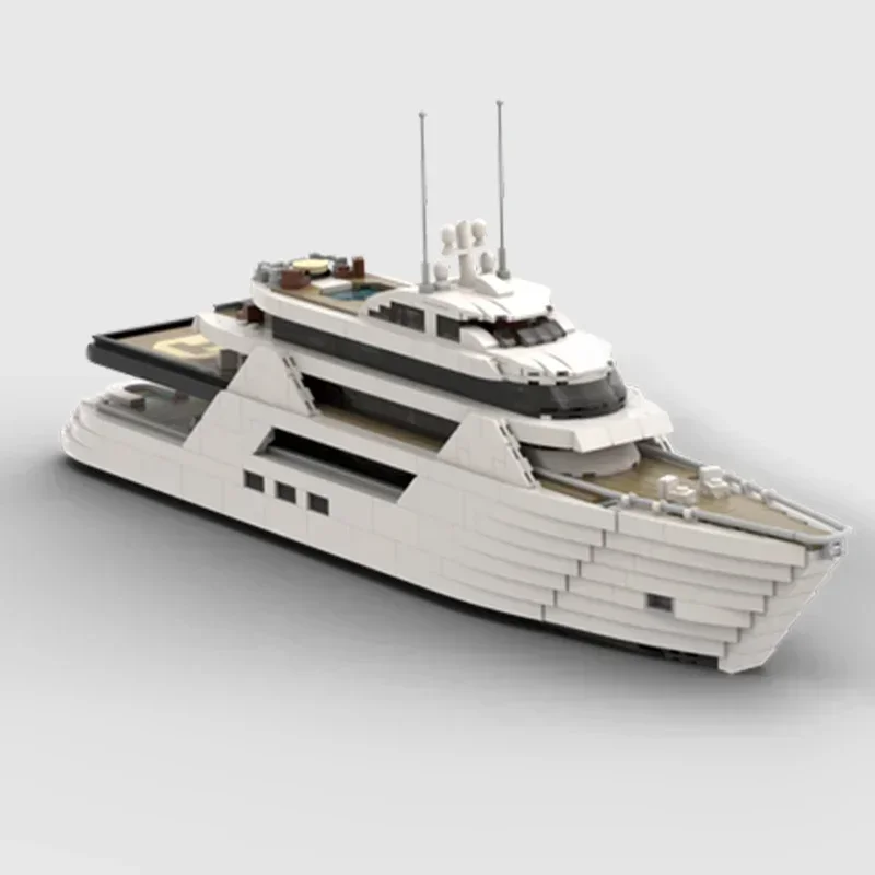 Moc-bloques de construcción de barco de transporte militar, modelo Mega Yacht, tecnología Modular, regalos, juguetes de Navidad, conjuntos de bricolaje, montaje