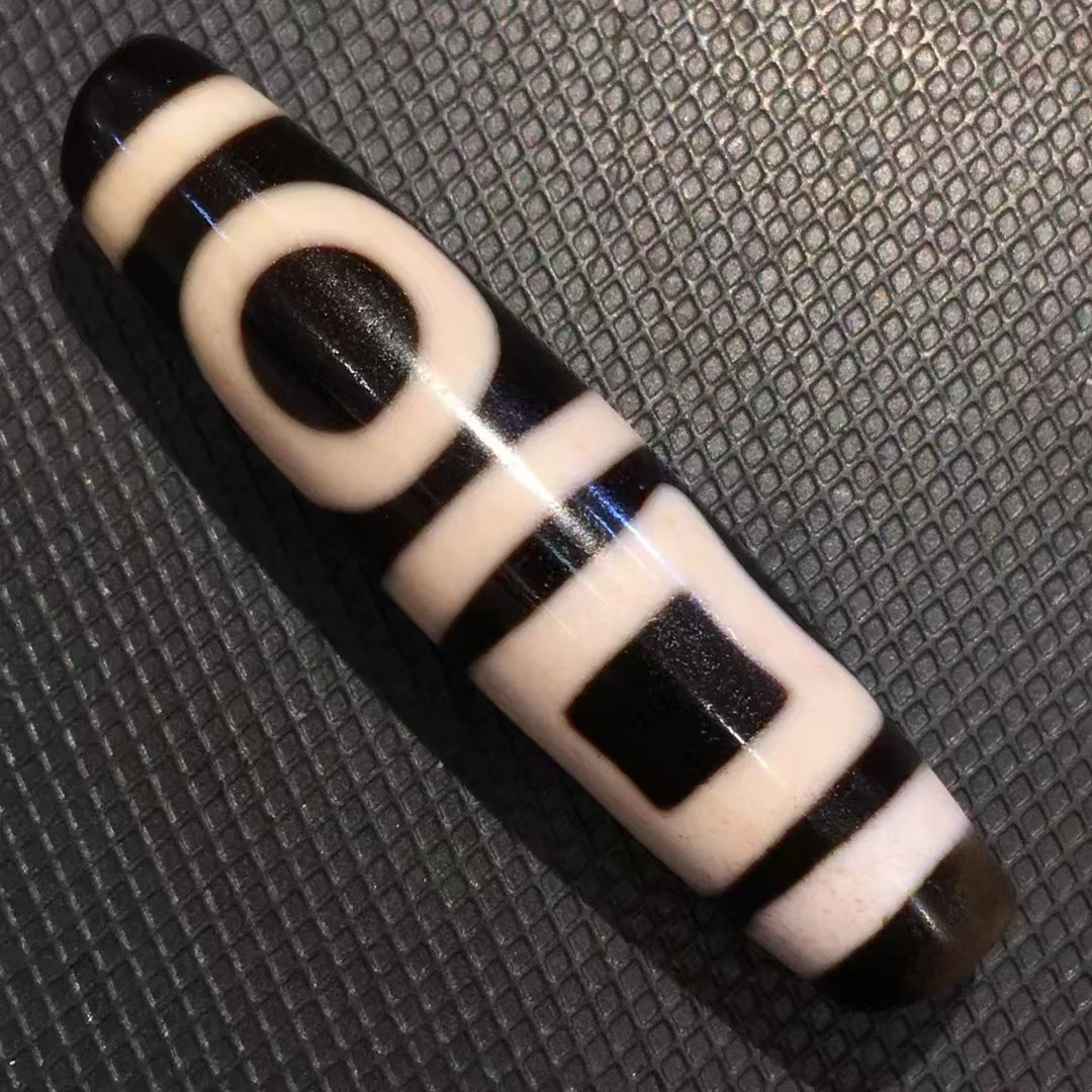 

XA08 Red Cinnabar Spots Double sky and earth Dzi Beads 12x51mm Natural Agate Fengshui Amulet High Oily Perfectly Appearance