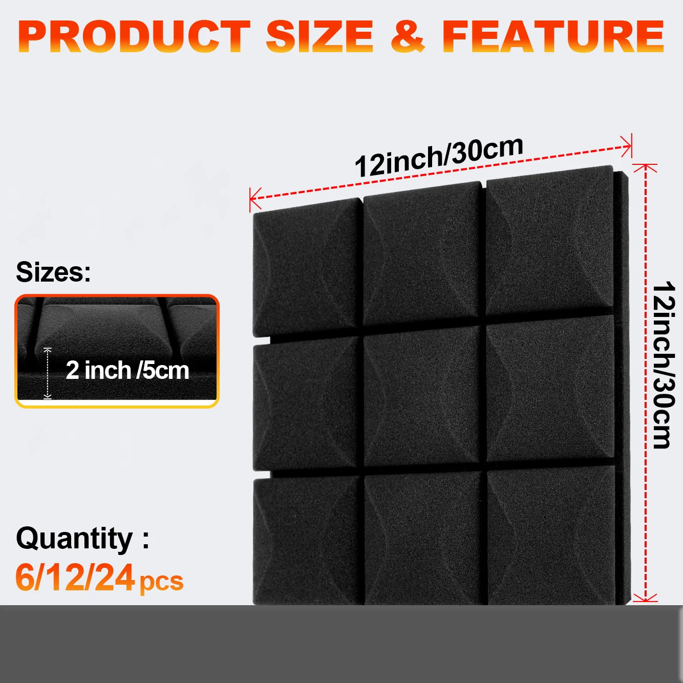 Espuma acústica de alta densidad, Material de espuma acústica reductora de ruido de alta densidad con cabeza de seta de 12 piezas, sonido para decoración de paredes del hogar