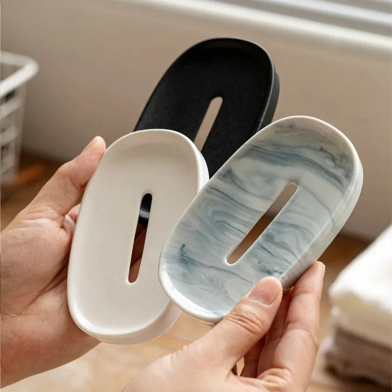 2025 New Simple Ceramic Soap Dish Hotel Toilet Creative Drain Soap Box Holder Soap Organization Nordic Home Bathroom Accessories