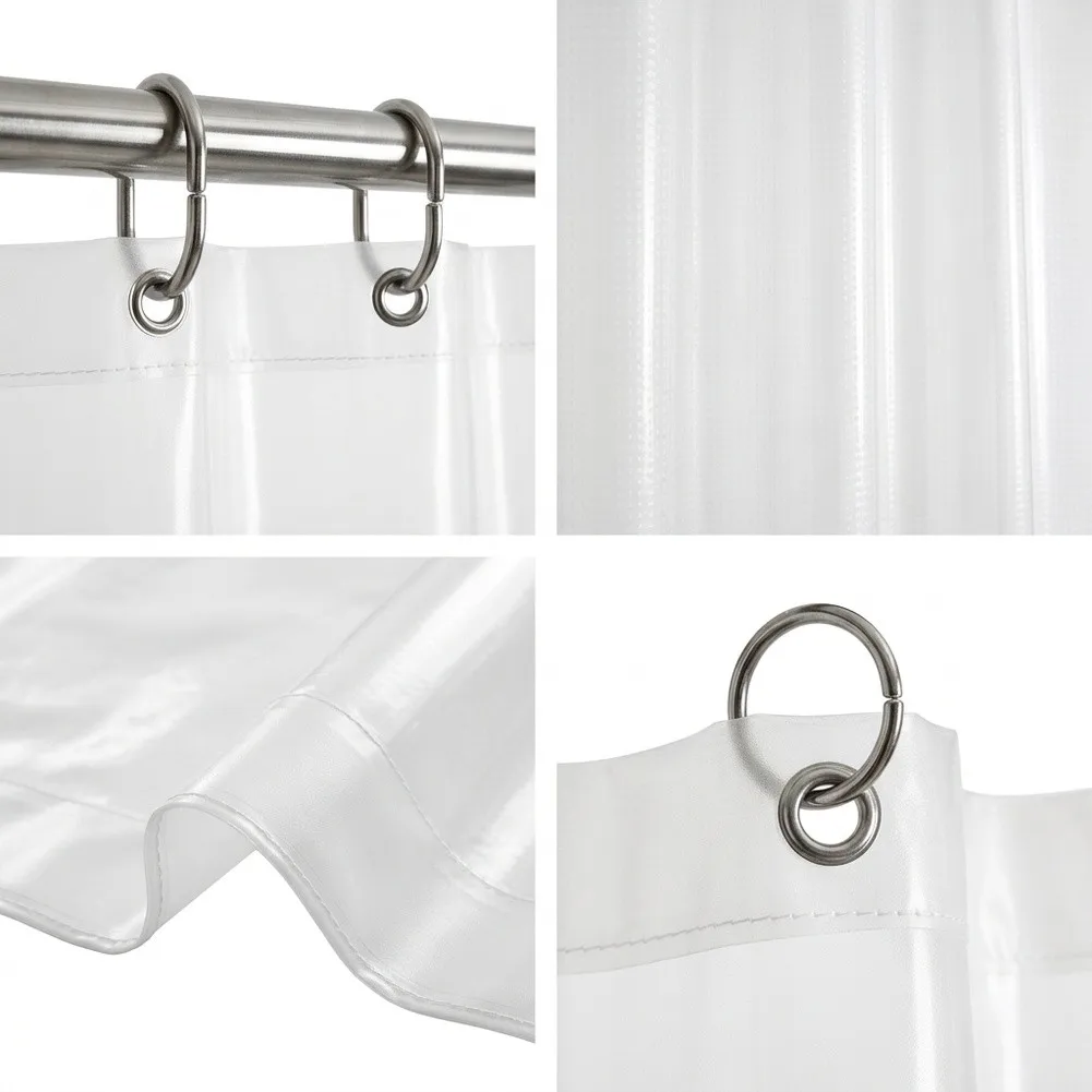 Waterproof EVA Shower Curtain Liner Featuring Reinforced Header Weighted Hem and Metal Grommets for Consistent Tub Alignment