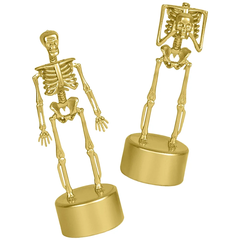 2 Pcs Clothing Skull Stand Trophy Child Ghost Figurine Gold Statue 1700X530X530CM Plastic Halloween Crafts