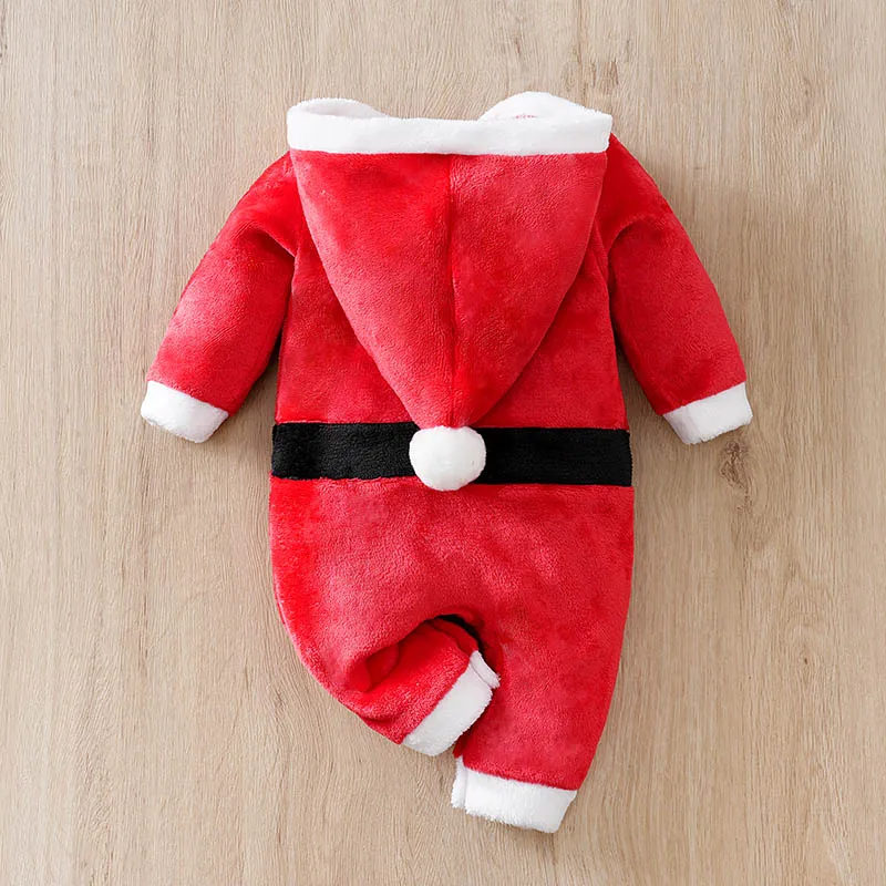 Christmas Winter Hooded Romper Baby Father Christmas Festival  Warmth Cute Newborn Knitted Comfortable Onesie Lovely Outdoor New