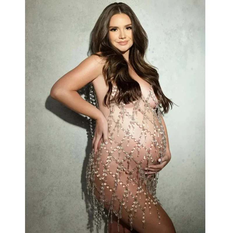 NEW Maternity Dress for Photoshoot, Crystal Body Chain платье для беременных فساتين حوامل vestidos para embarazadas baby shower