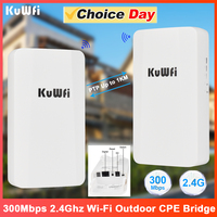 KuWFi 300Mbps 2.4Ghz CPE Bridge Outdoor Wireless WiFi Signal Extender PTP PTMP Up to 1KM 24V POE AP Repeater Mode for IP Camera
