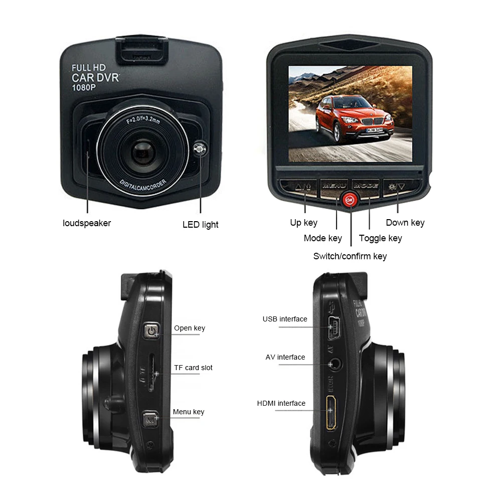 Universal Car Dash Cam 1080P Car DVR Driving Recorder 2.2\