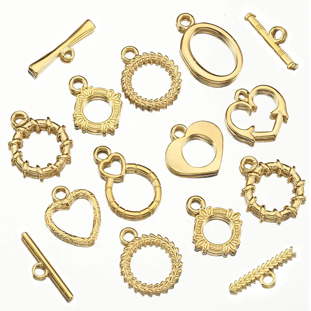 

4sets Bracelet Clasps Connectors Necklace Buckle Hooks Stainless Steel OT Toggle Clasps for Women Jewelry Making DIY Accessaries