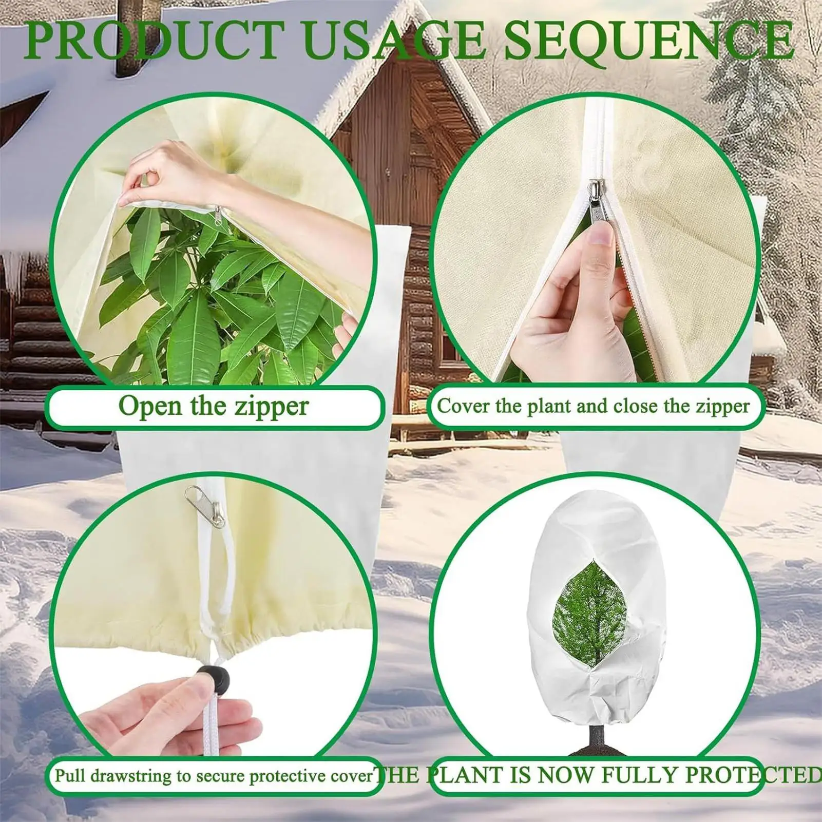 

Plant Covers Freeze Protection Christmas Theme Winter Plant Freeze Covers Non-Woven Fabric Breathable Guard With Drawstring And