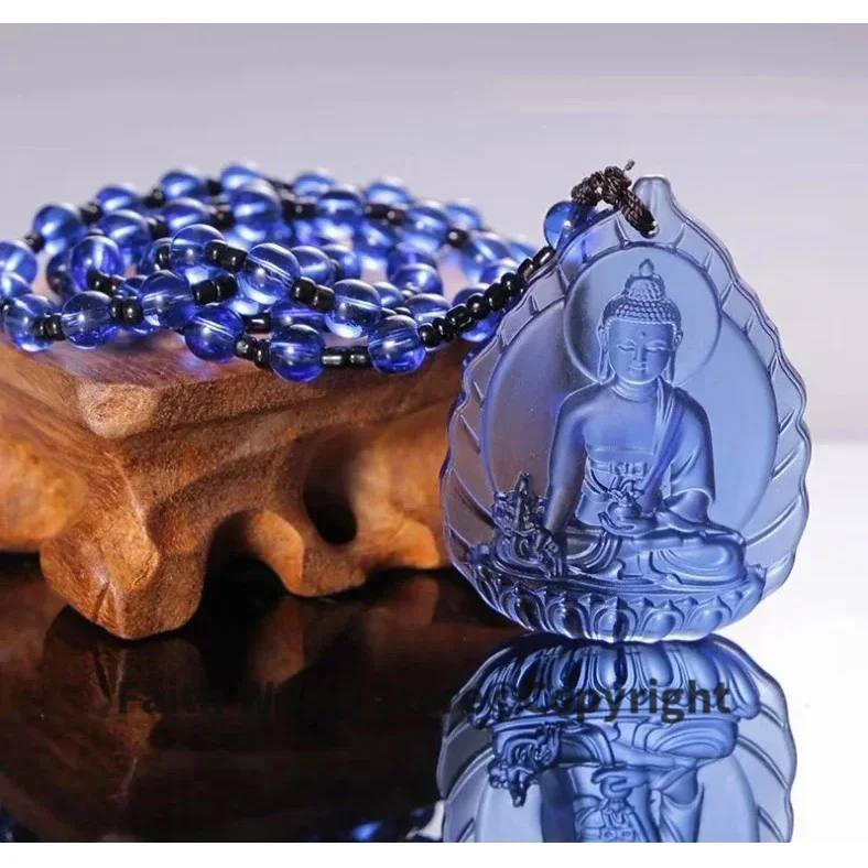 Buddha card Pocket travel efficacious Mascot Safe good luck Sakyamuni Pharmacist Medicine Buddha Crystal Pendant Buddhist Amulet