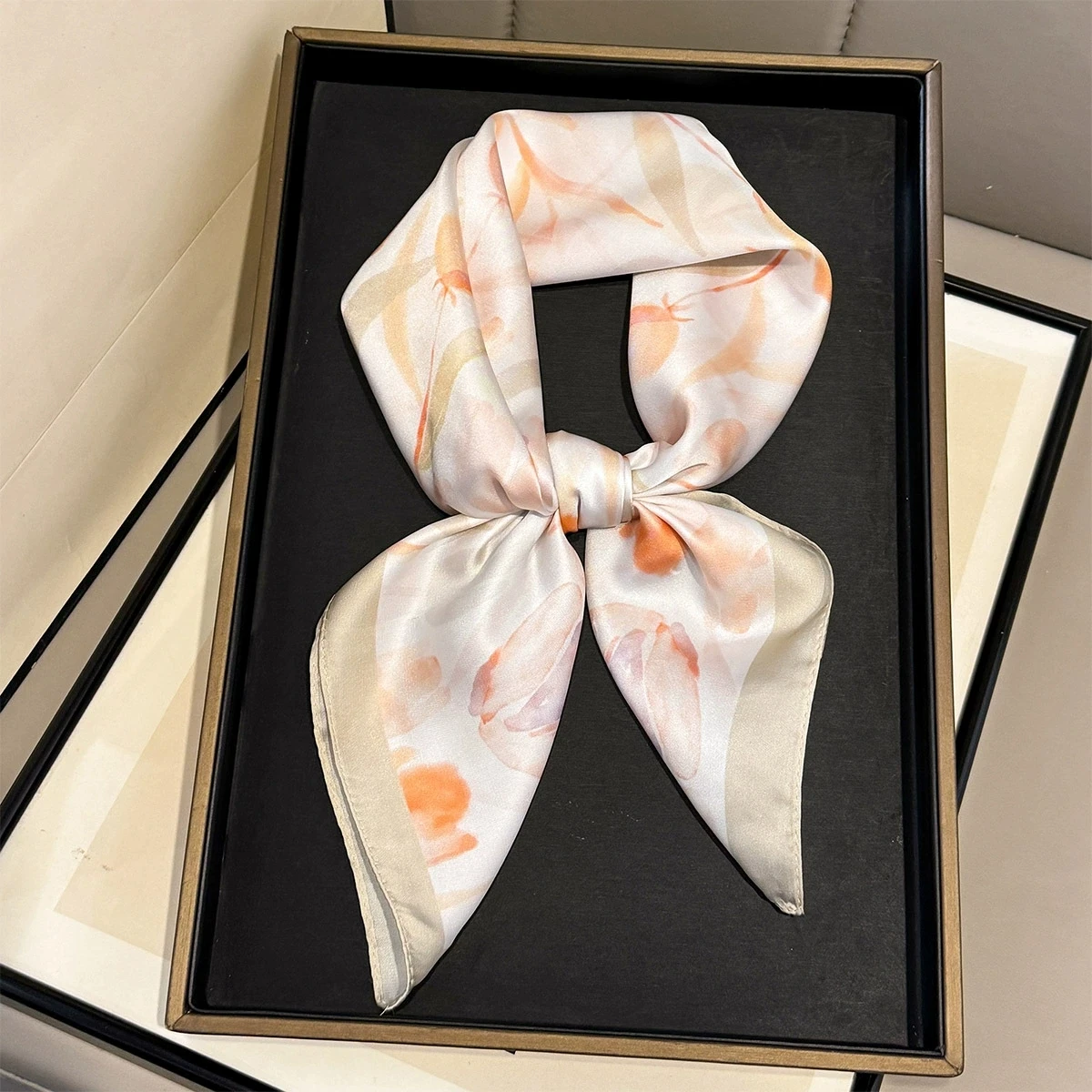 2026 Ins Spring Tulip Print Decorative Square Scarf Women Foulard Hijabs 2pc/lot