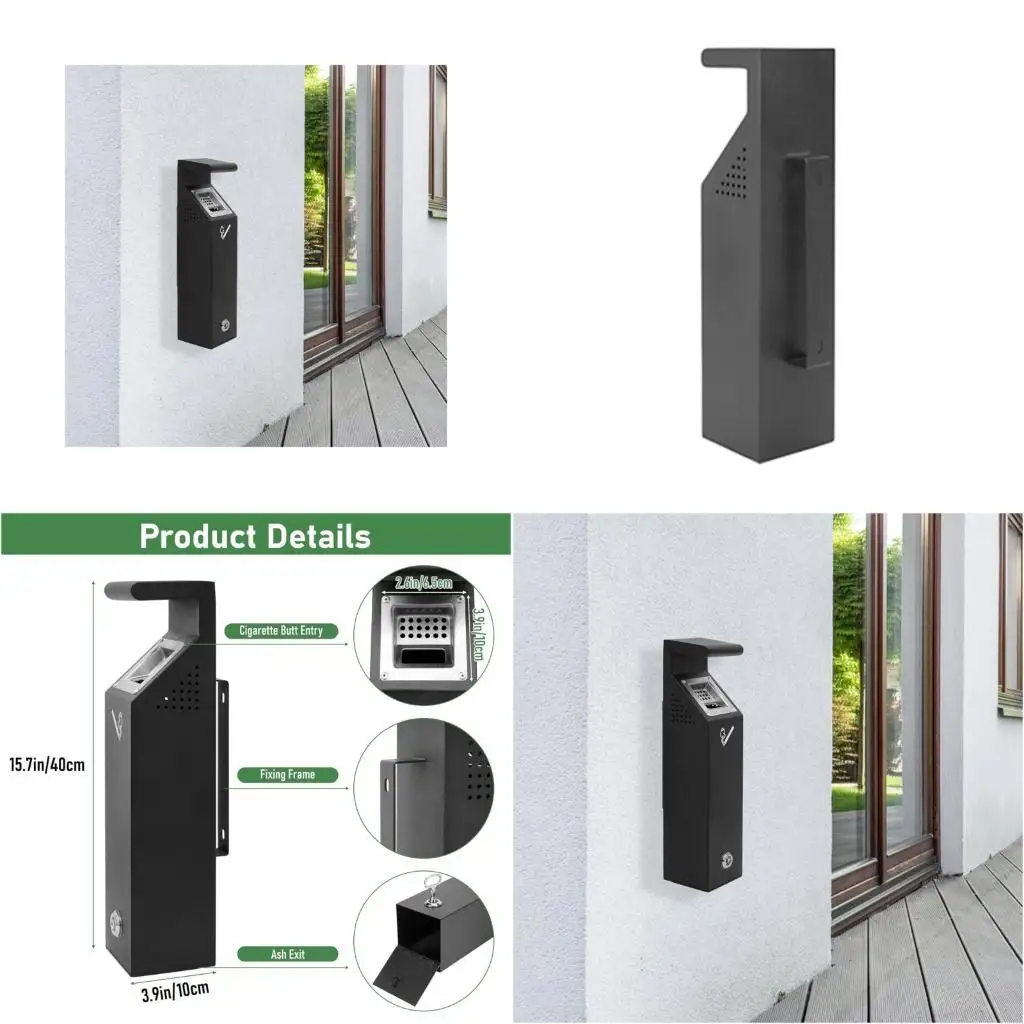   Metal Wall Hungs Waste Bin Outdoor Commercial Use Corrosions Resistant Hiddens Lid Design For Tourist Area
