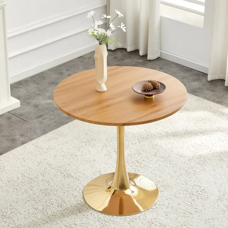 31.5 Inch Round Tulip Dining Table with Metal Base Mid Century Modern Bistro Table for Living Room
