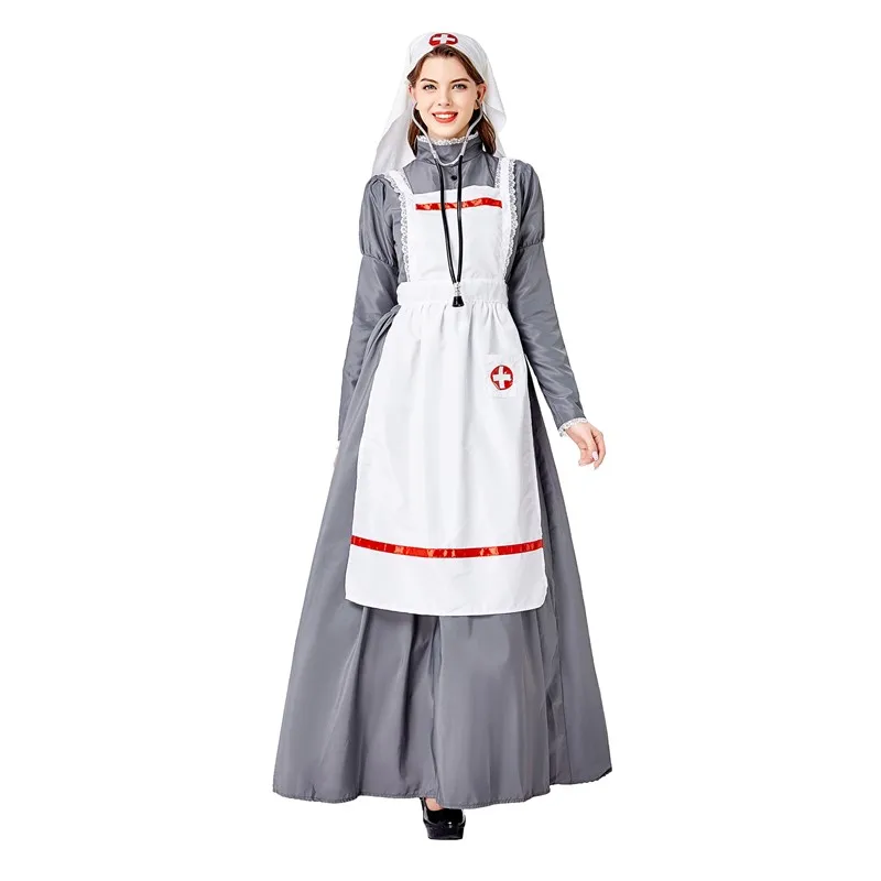 Sexy Damen Halloween Retro Mittelalterliche Krankenschwester Arzt Rollenspiel Kostüm Set Weibliche Französische Dienstmädchen Bühnenauftritt Faschingskostüm – Detail 2