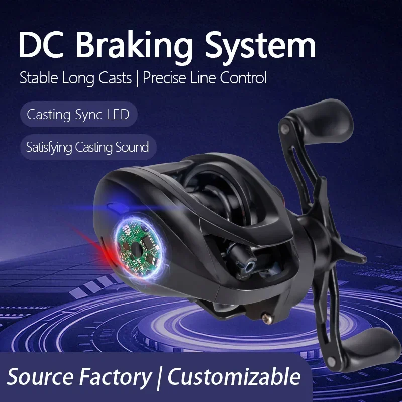 DC Water Drop Reel Smart Electronic Brake Noise Reduction LED Light Fishing Reel