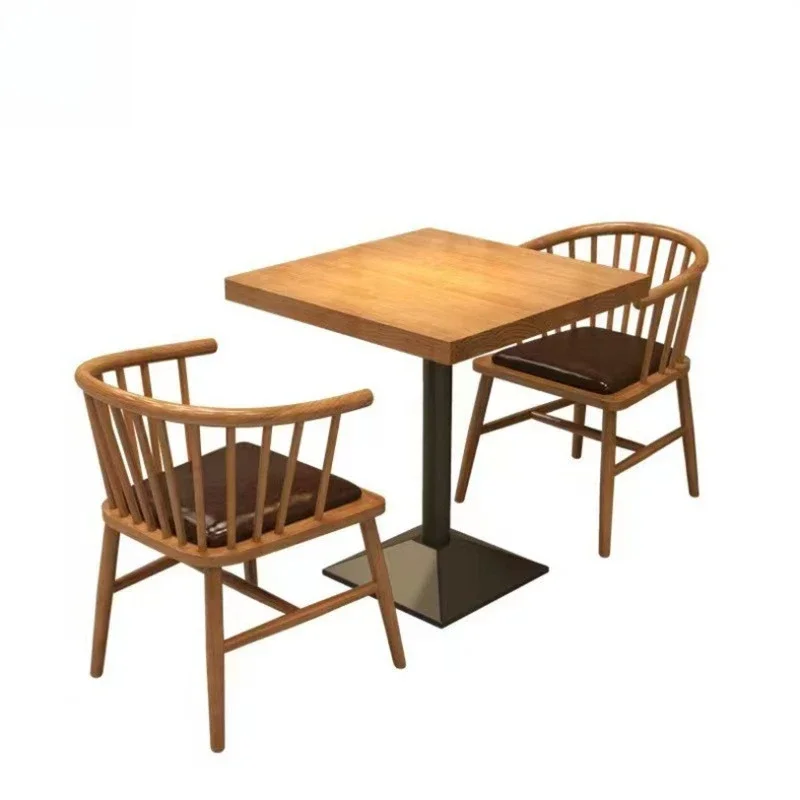 

Leisure solid wood square table, Japanese material barbecue, catering furniture simple table and chair combination