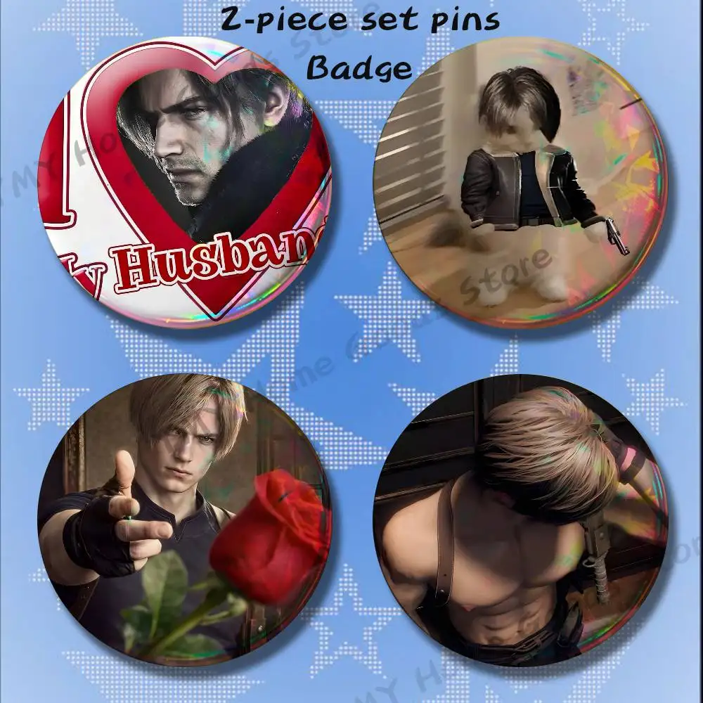 Anime Leon K-Kennedy 2-piece set Free Mix Backpack Clothes Jewelry Accessories Round Badge Collection Gifts