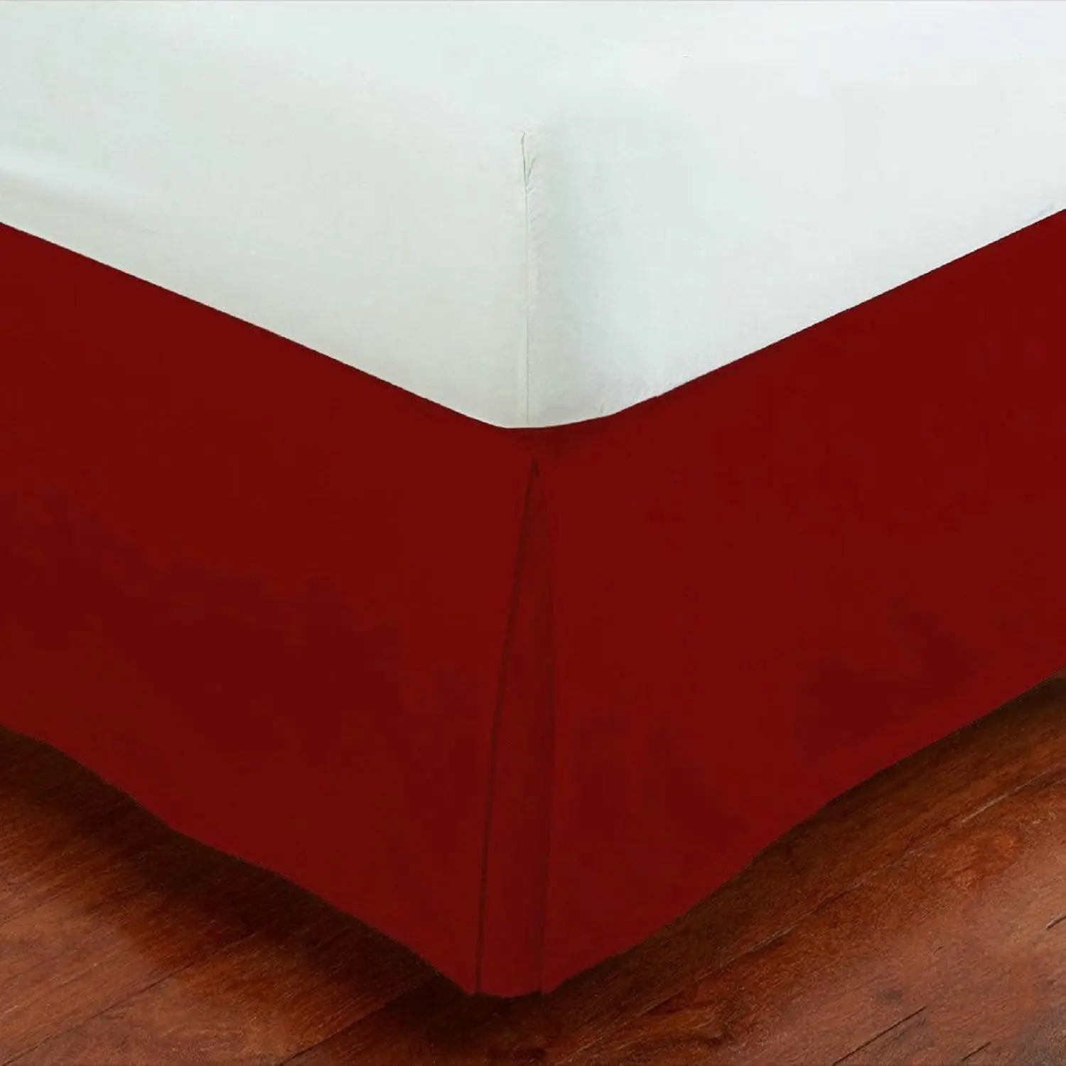 

Luxury Queen Size Bed Skirt 14" Drop Pleated Linen Style Dust Ruffle Red