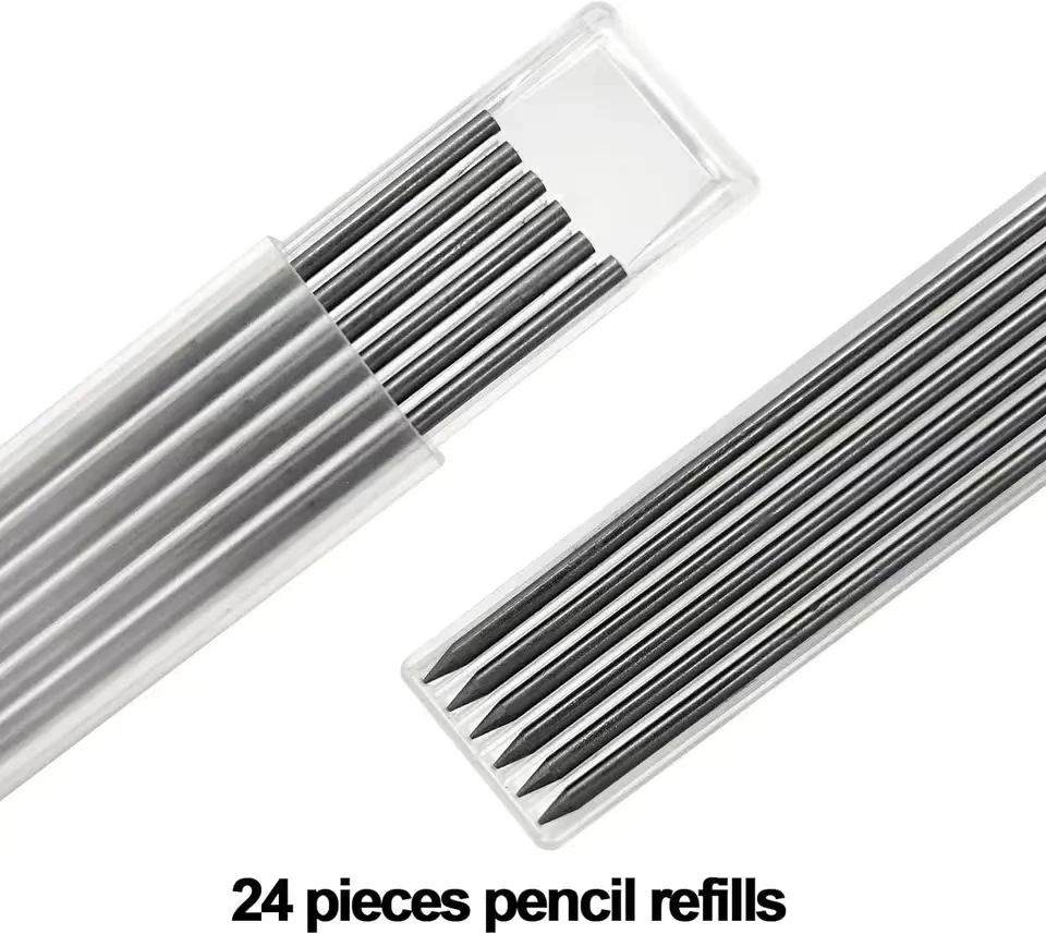 24pcs Pencil Refills, 2.8mm Pencil Refills for Carpenter Pencils, Solid Deep Hole Mechanical Construction Pencil Replacements