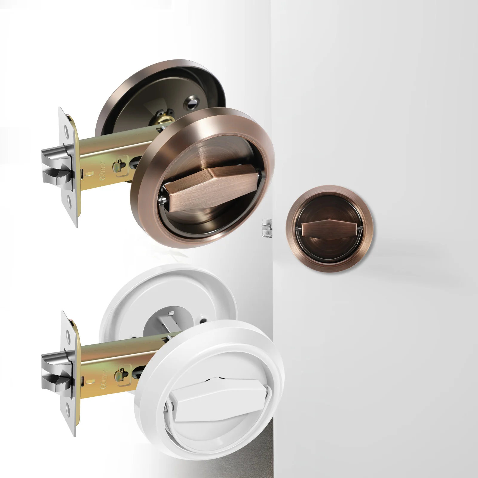 

Round Recessed Door Lock,304 Stainless Steel Recessed Install Cup Door Knob Lock Recessed Door Handles Pulls Latch Knob