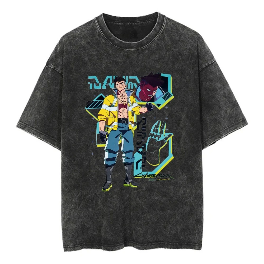 

2026 new Cyberpunk Edgerunners David Martinez Summer T-Shirt, Vintage Washed Anime Graphic Cotton Tee for Men Women