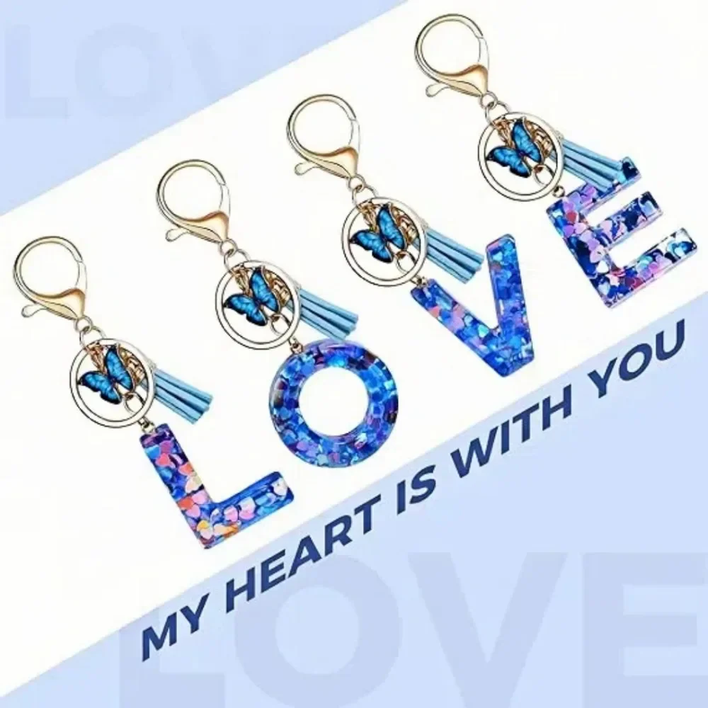 Custom Blue Butterfly Keychain, Personalized Gift