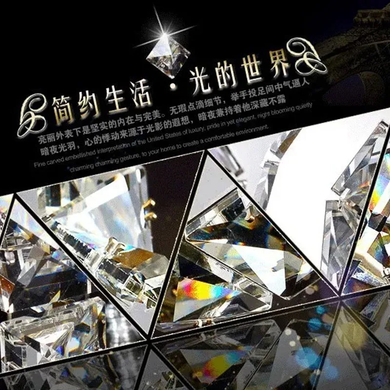 Modern Pendant Lamp High-grade light  65W LED lustres K9 Crystal Chandelier Diamond 3 Circles  Ring Stainless steel
