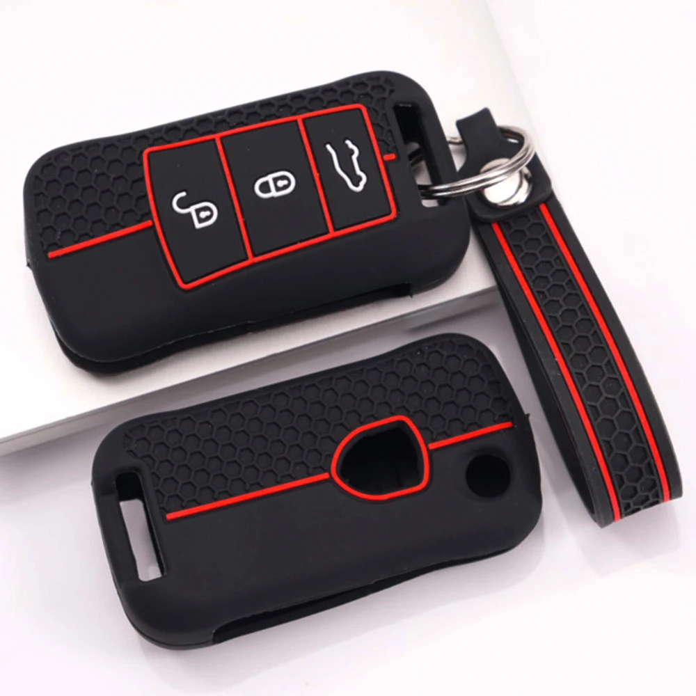Protective Key Cover With Chain For Porsche 911 911 GT3 Cayenne Macan Panamera Cayman Boxster 718 Taycan Carrera Anti Slip