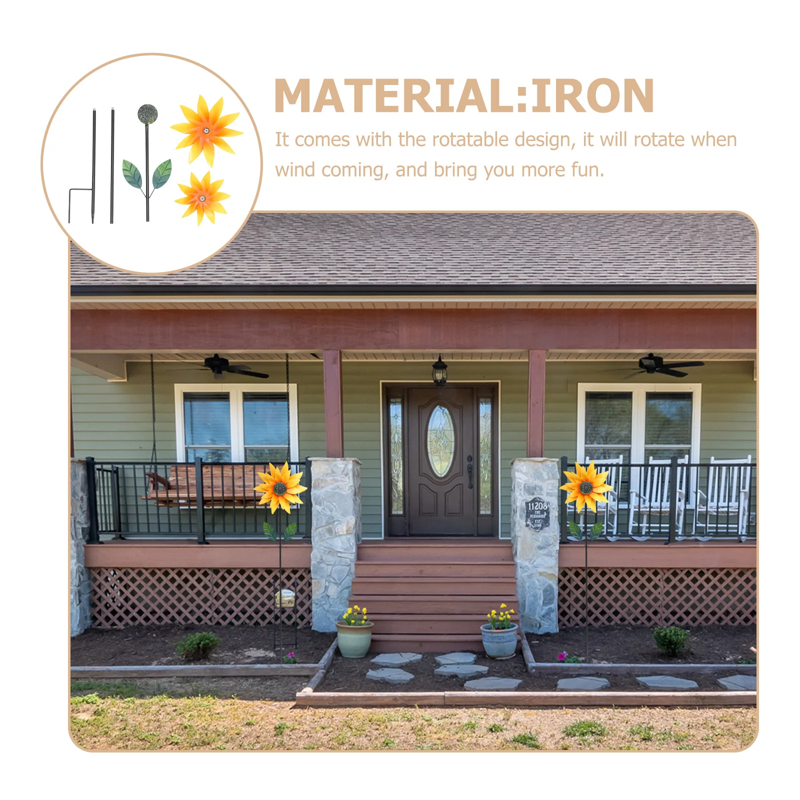 

Large Garden Colored Sunflower Windmill Outdoor Decorative Pinwheel Yard Rotating Ornament Windmill Colored Pinwheel