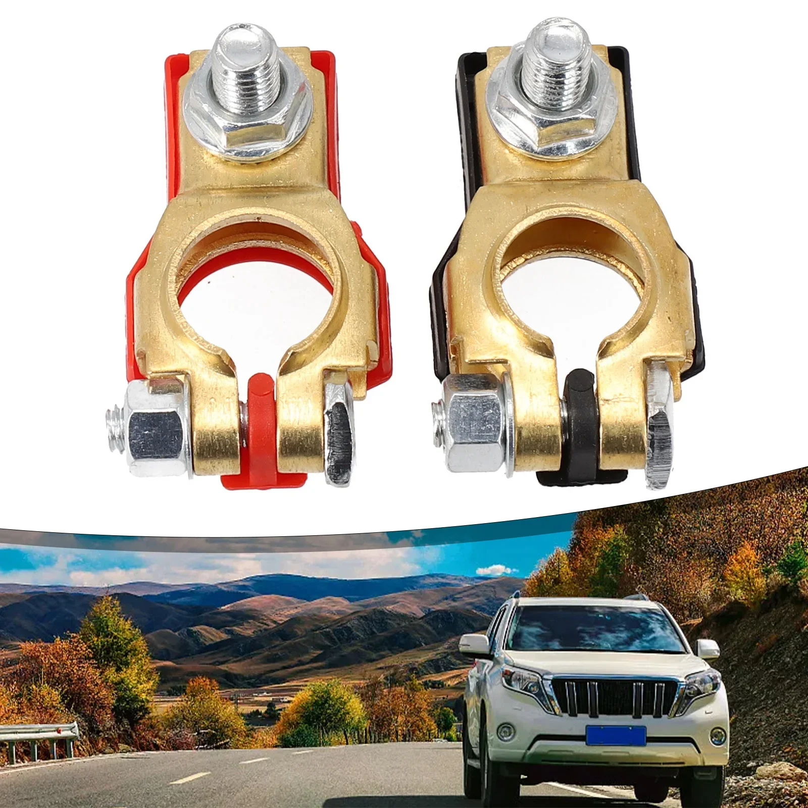 2Pcs Car Battery Terminal Wire Cable Clamp Quick Release Clamp Clip Connector Auto Caravan Boat 12V 24V Positive + Negative