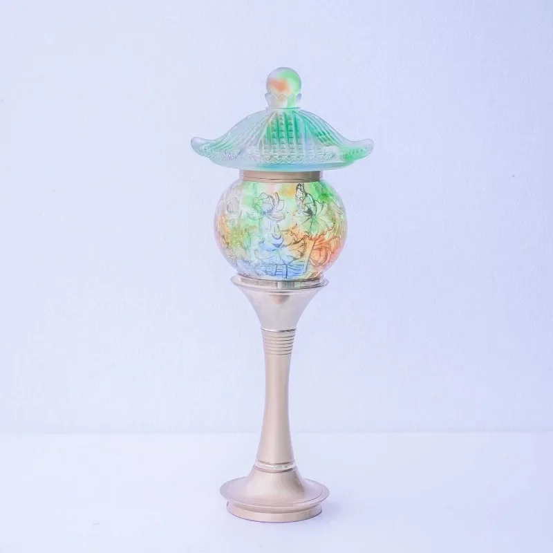 Pure copper engraved 15-inch lotus palace lamp, bedroom villa, suitable for hall, living room home, ornament handicrafts