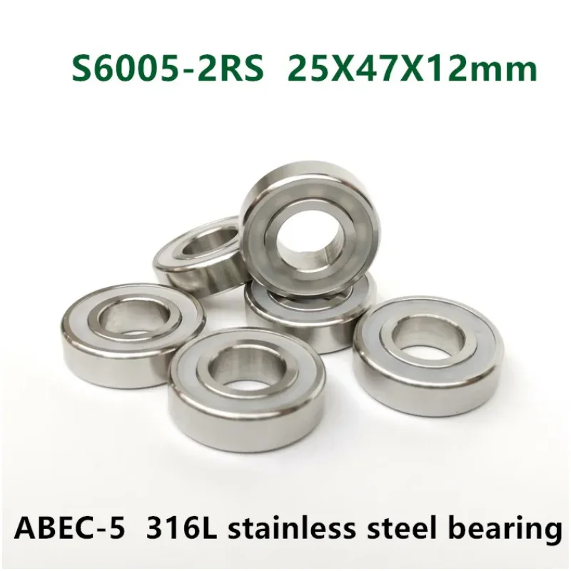 

10pcs S6005-2RS stainless steel 316L deep groove ball bearing 25*47*12mm waterproof anti-corrosion bearings 6005 -2RS 25x47x12