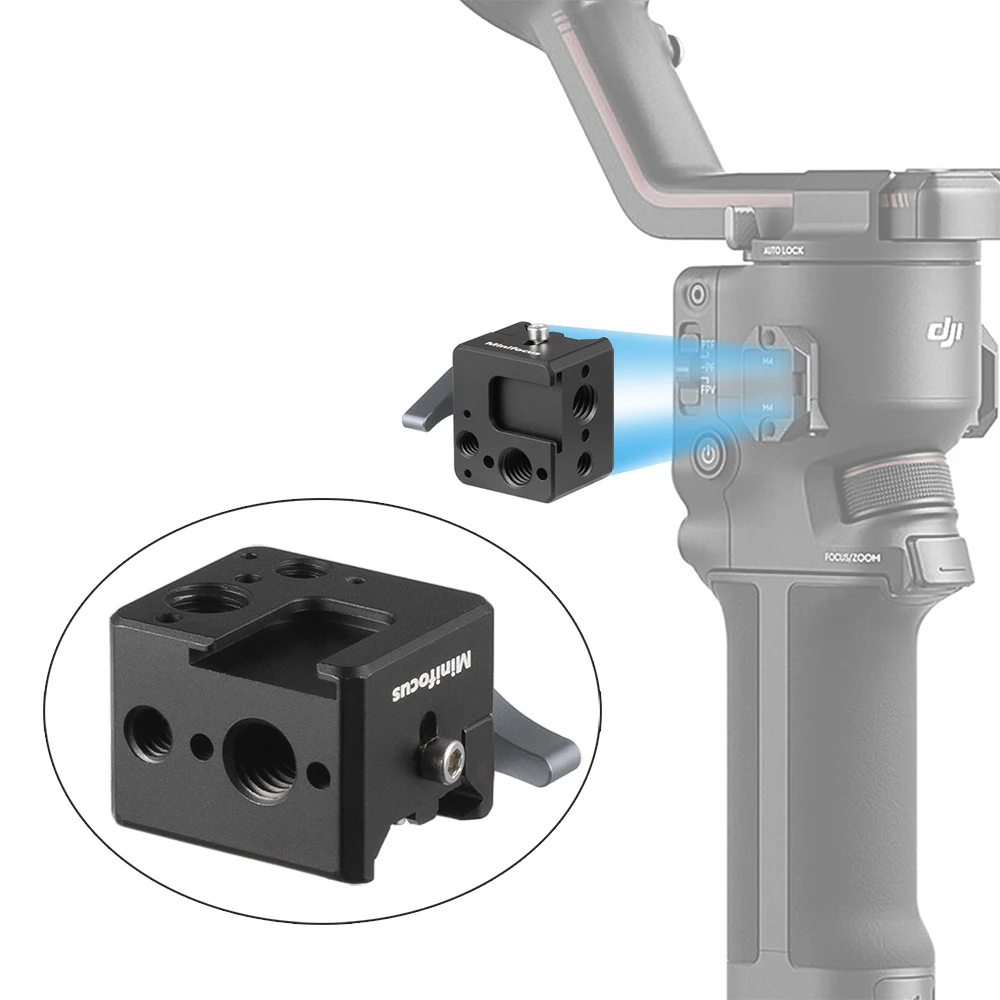 Side Mounted Cold Shoe Adapter for DJI RS3 PRO, RS 3, RS2 and RSC2, Features Nato Clamp Cold Shoe Thread Mounting Accessories