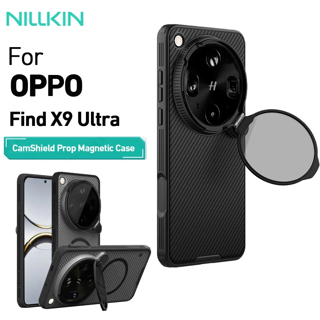 Nillkin CamShield Prop Magnetic Case for OPPO Find X9 Ultra, Lens Protector, Kickstand, Anti-slip Shockproof Phone Cover