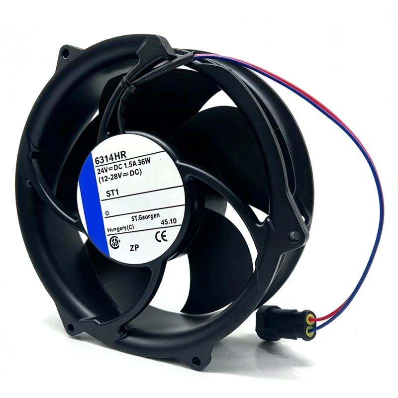 6314HR-900 6314HU 36W, 17CM 24V Inverter Cooling Fan, Original Imported Replacement Fan for ABB Frequency Converter