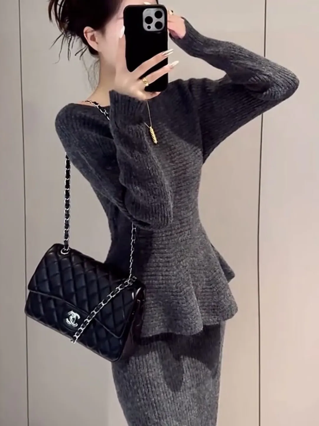 

ay с асимметричным подолом, свитер и юбка, комплект Faionable Maturi с высокой талией, зимний теплый длинный свеч, круглый оленький комплект для взрослых, повседневный