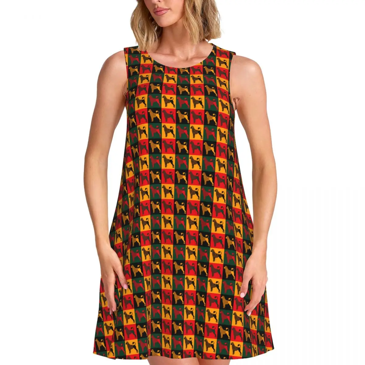 Water Dog Print Tank Dress The Smart Animal Street Fashion Dresses Sleeveless Sexy Dress Cheap Round Neck Woman Print Vestidos