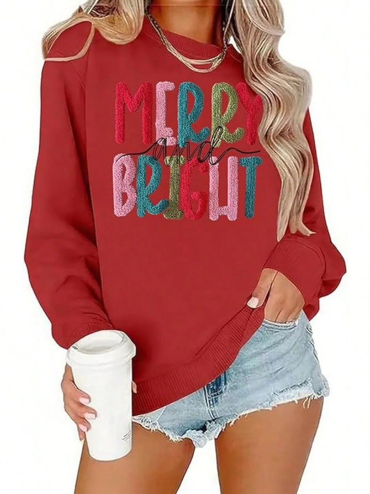 بلوزات عيد الميلاد النسائية عيد ميلاد سعيد ومشرق البلوز الأعلى مزيج القطن رسالة مطبوعة الزي للجنسين النساء والرجال #3