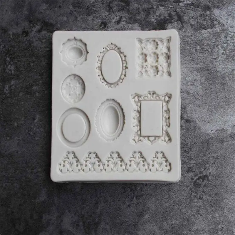 Baroque Photo Frame Fondant Mold Vintage Frame Chocolate Silicone Mold for Cake Decorating Polymer Clay Resin Mold