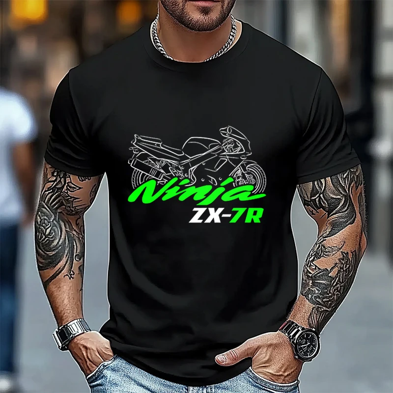 

Ninja ZX-7R Motorcycle Street T-Shirt 100% Cotton O-Neck T Shirt Fashion Short Sleeve Casual Mens Tees Graphic Tshirts