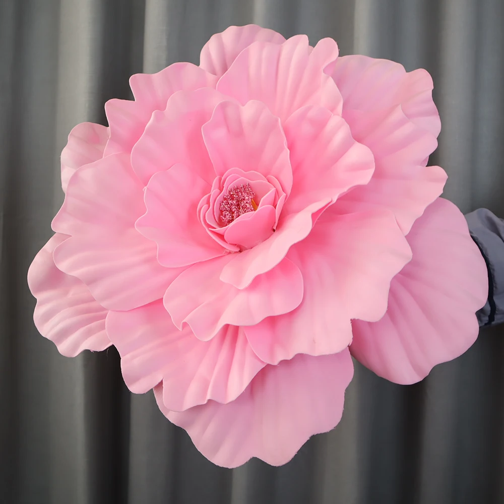 50 cm kunstmatige, handgemaakte, gigantische pioenroos van PE-materiaal, inclusief bladeren, voor bruiloften, tuindecoratie, als rekwisiet voor foto's, voor feestdecoratie en als nepbloemen.