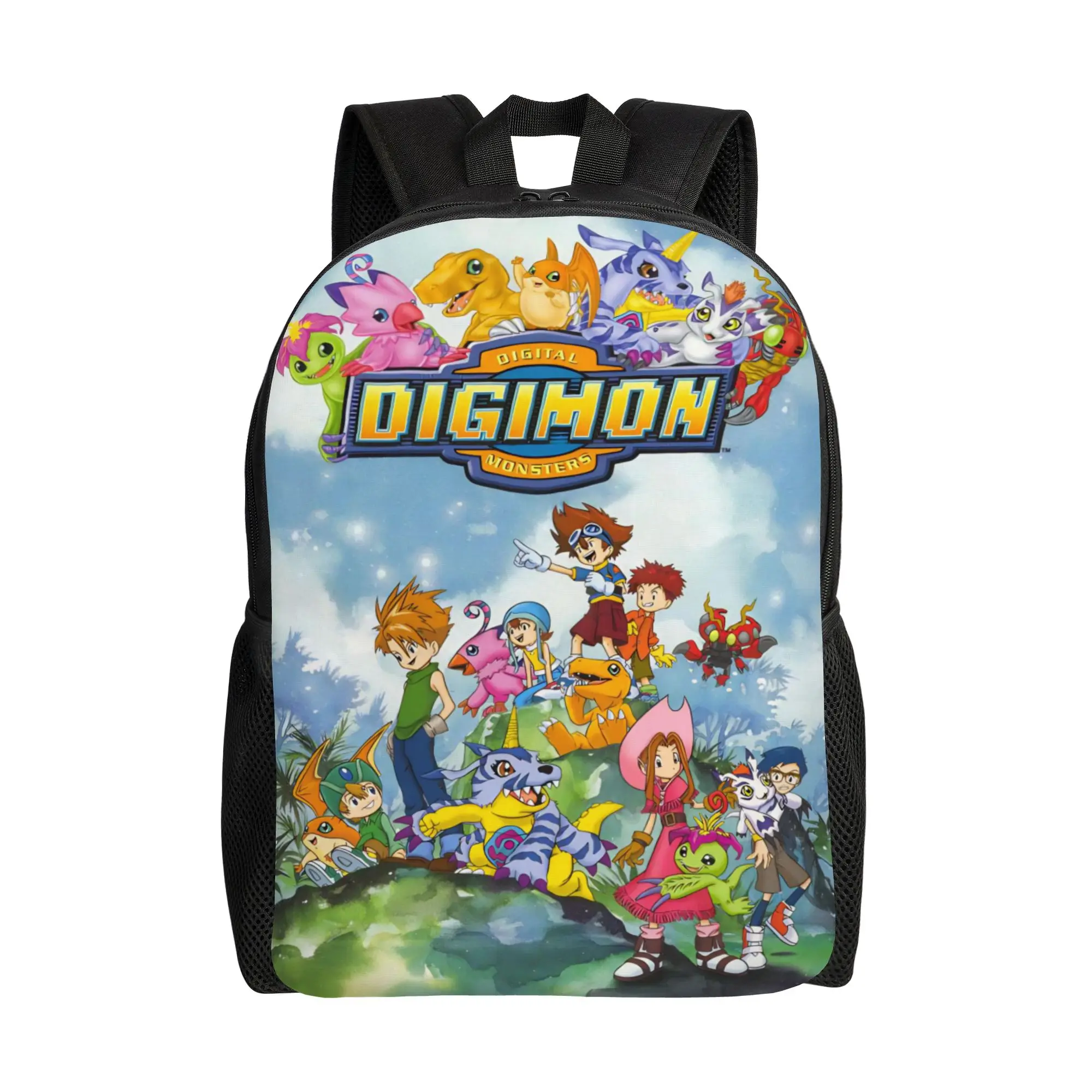 

Digimons Cartoon Fashion Backpack Durable Student Business Agumon Tentomon Daypack for Men Women College Shoulder Bag