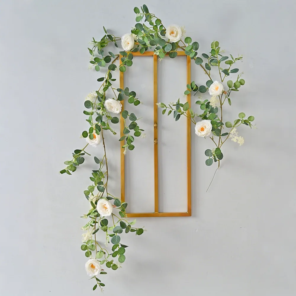 

Artificial flower vine eucalyptus rose peony camellia money leaf wedding arch decoration store event layout indoor dressing