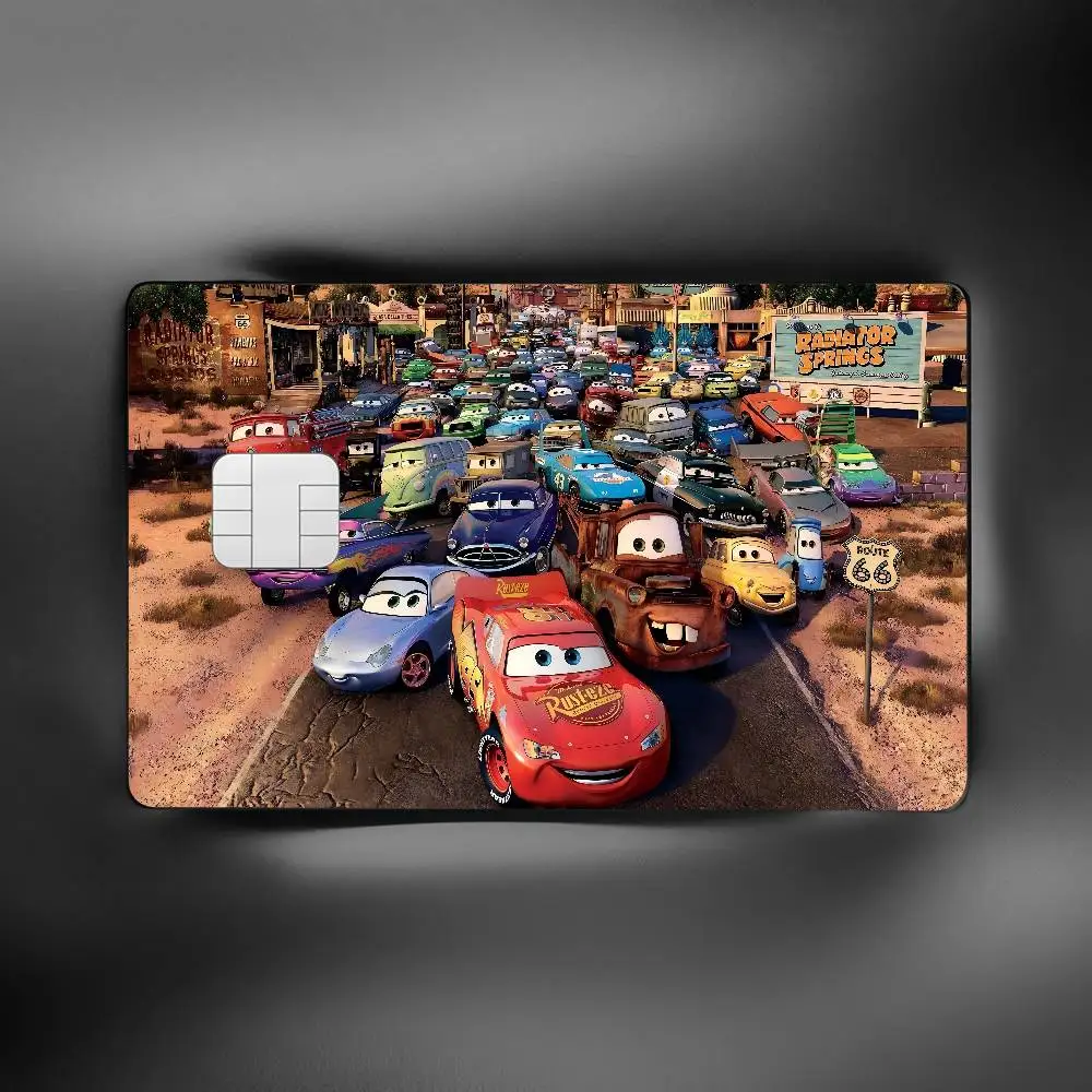 غطاء جلدي لفيلم D-Disney Cars Anime لبطاقة الائتمان وبطاقة الخصم البنك الأمامية