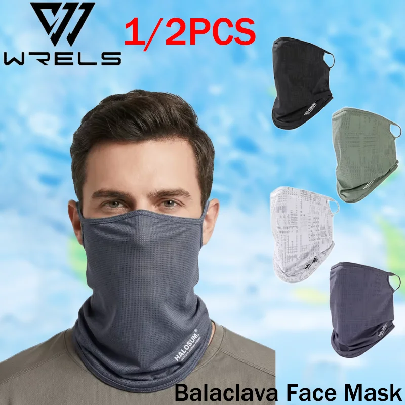 1/2 PCS Balaclava Face Mask Sunscreen Cycling Neck Gaiter Ultra Thin Quick Dry Visor Cover Anti UV Cooling Ear Loops Hiking Mask