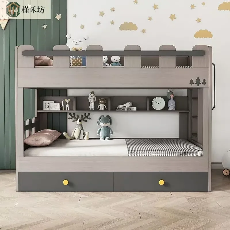Wooden Bunk Bed Double Deck Student Dormitory Furniture Simple Parallel Upper and Lower Beds Same Width Space Saving Design