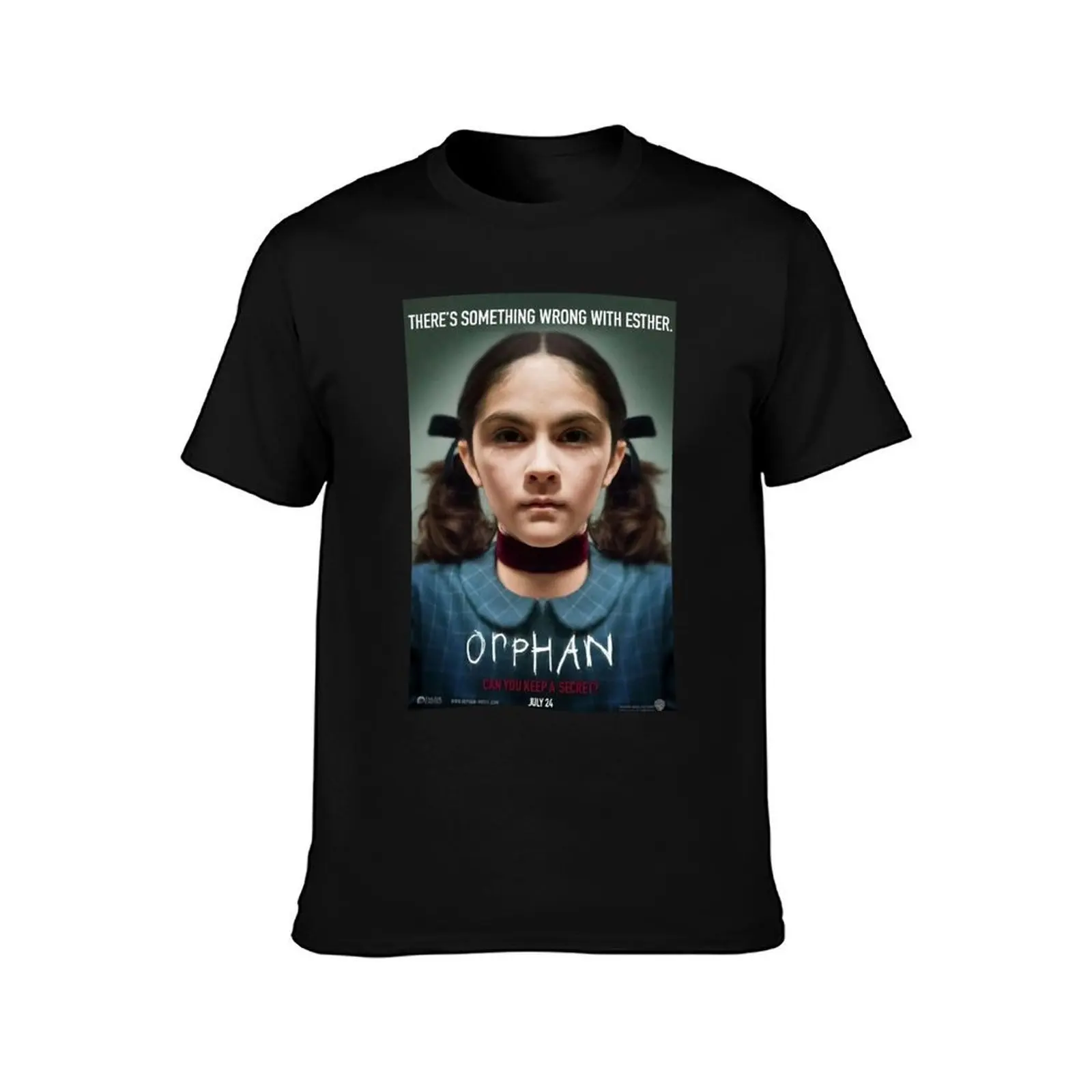 Orphan Movie Poster T-Shirt, Summer Casual Cotton Tee, Oversized Streetwear Tops, Vintage Graphic Print, Loose Fit Short Sleeve