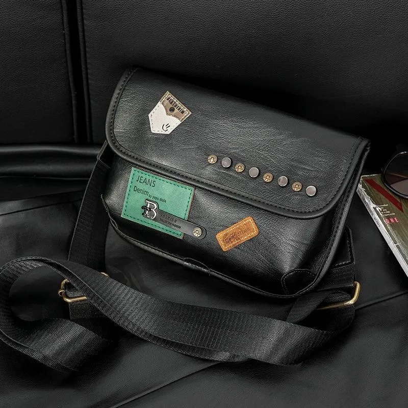 

Модная сумка через плечо с заклепками, мужская брендовая дизайнерская прямоугольная сумка на плечо для мужчин, нагрудная сумка через плечо с клапаном, сумка для мобильного телефона
