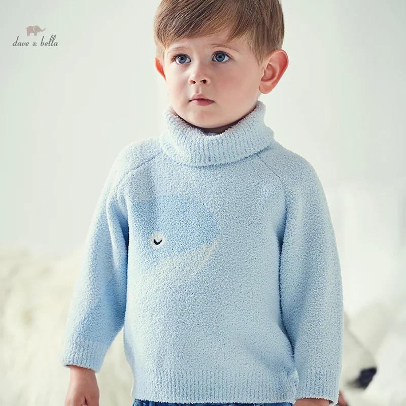 Dave Bella 2023 New Autumn Winter Girls Boys Baby Clothes Tops Undershirt Sweater Cartoon Turtleneck Fashion Casual DB4237172